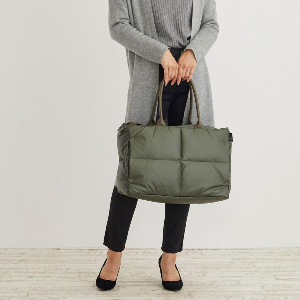 Rootote 1244 Feather-Filled, Freestanding, Horizontal Tote Bag with Shoulder Strap, FE Grande CARO-A (Forest Green)