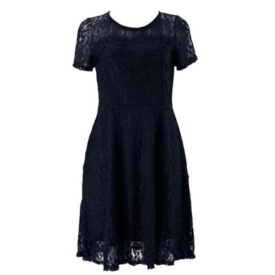Vestiti estivi da donna in pizzo tinta unita con scollo a V, maniche corte, linea A, mini abito sottile, taglie asiatiche in magazzino