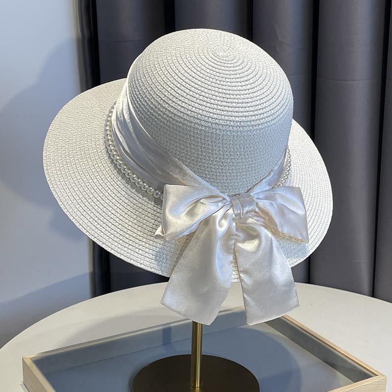 Straw hat celebrity top hat new summer elegant satin straw seaside sun hat children
