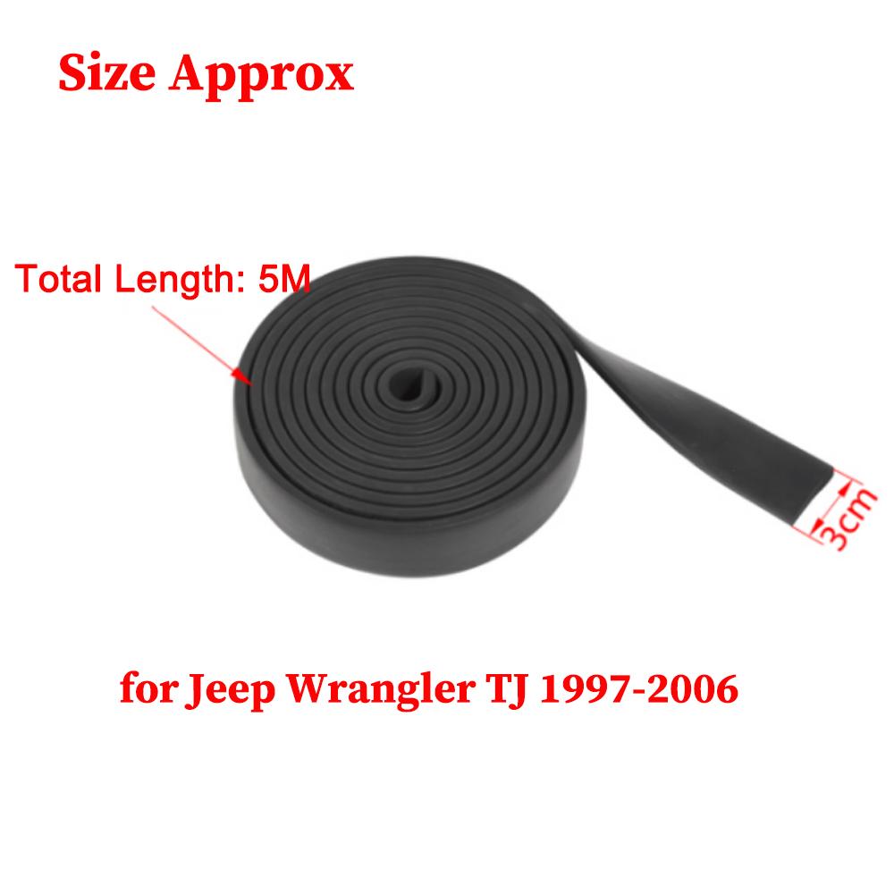 Car Roof Soft Rubber Strip Pad Rubber Seal Strip for Jeep Wrangler TJ 1997-2001 2002 2003 2004 2005 2006 Exterior Accessories