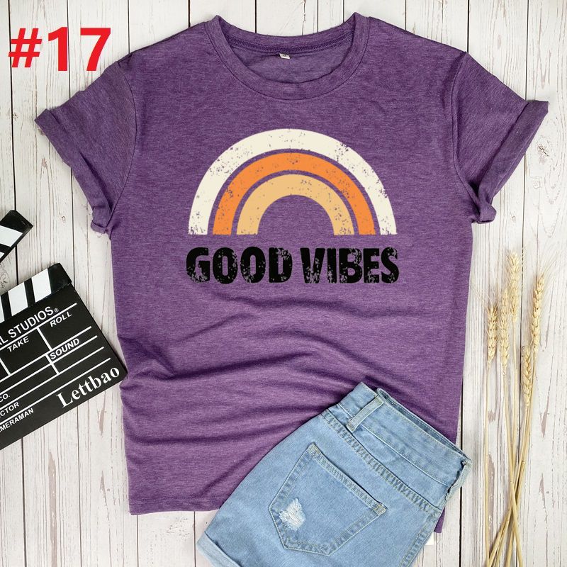 Hount Women's Loose Fit Tank Top – Good Vibes Rainbow Print, Sleeveless Summer Blouse, Casual Wear - View #4
