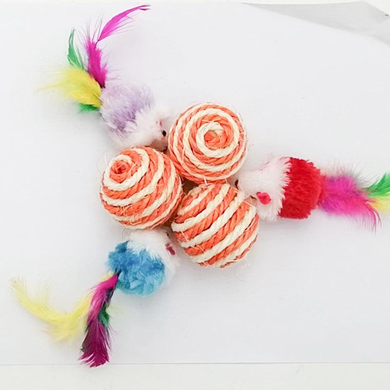 Zabawki dla kota z sizalu, Patyczki do zabawy dla kota, Tkane, Do gryzienia, Odporne na zużycie kulki-zabawki, Zabawne, Interaktywne i Przyciągające kota artykuły dla zwierząt