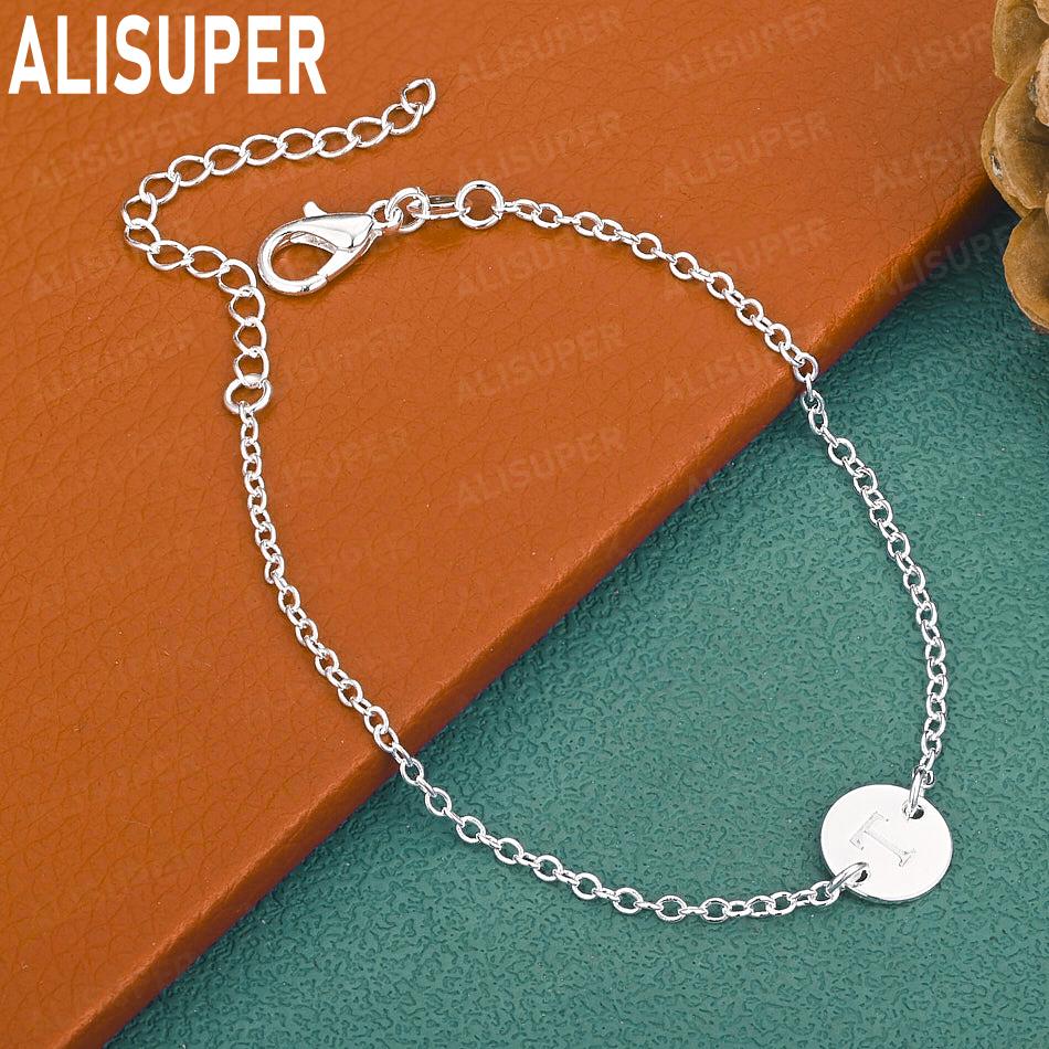 925 Sterling Silver 26-Letter Romantic Round Bracelet - Exquisite Gift Jewelry