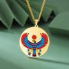 Dawapara Pharaonic Horus Necklace Winged Sun Disk Horus Falcon Necklace Ancient Egyptian Guardian Amulet Stainless Steel Jewelry