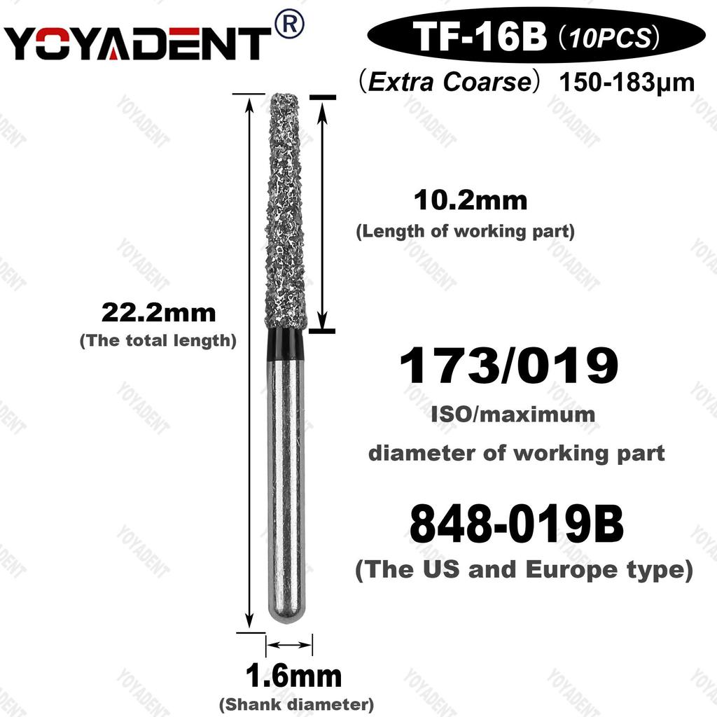 TF Type Extra Coarse Dental Bur Diamond Burs Dentistry Drills Dia.1.6mm For High Speed Turbines Dentist Grinding Tool 10pcs/Pack
