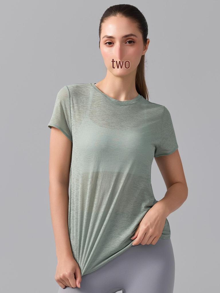 Women's Breathable Short Sleeve Yoga T-Shirt with Hollow Beautiful Back - Lightweight Dance Fitness Cover-Up Running Top