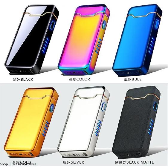 High End Luxury New Ignition Arc USB Electric Lighter Metal Rechargeable Cigar Lighter Battery Display Big Flame Lighter Gift