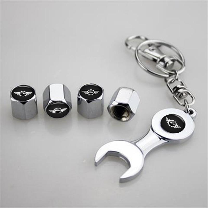 

4pcs Car Wheel Tire Air Valve Caps Stem Covers With Wrench Keychain For BMW Mini Cooper R50 R53 R55 R56 R60 R61 F54 F55 F56 F60 серебряный