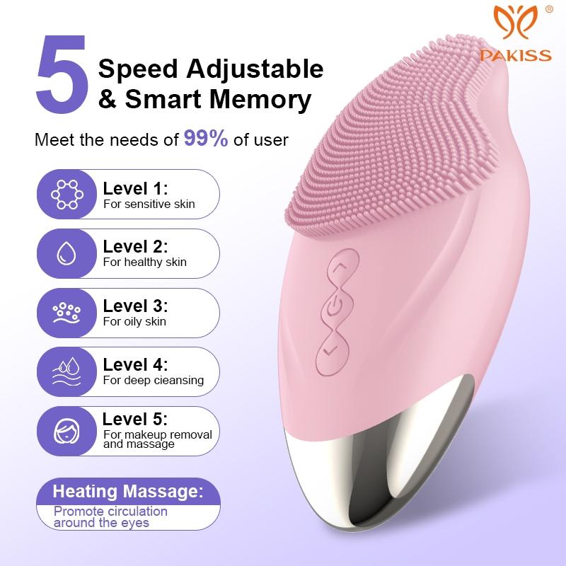 PAKISS Waterproof Rechargeable Facial Cleansing Brush - Portable Skincare Gadget for Daily Face Scrub & Gentle Exfoliating