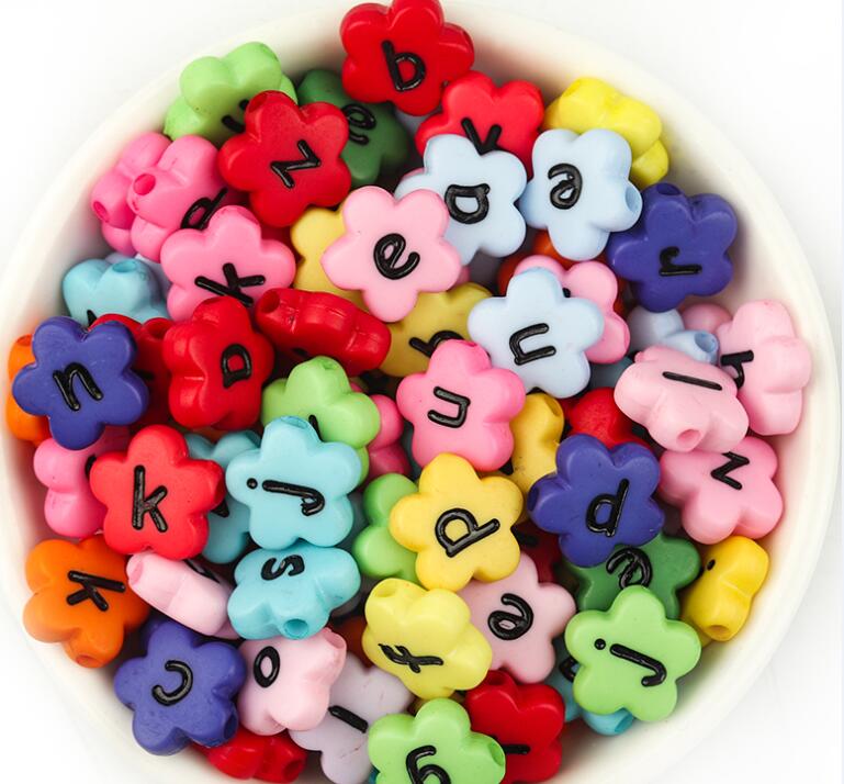 100pcs/Lot Mixed Round Flat Acrylic Letter Beads Alphabet Digital Cube Loose Spacer Beads For Jewelry Making Diy Bracelet