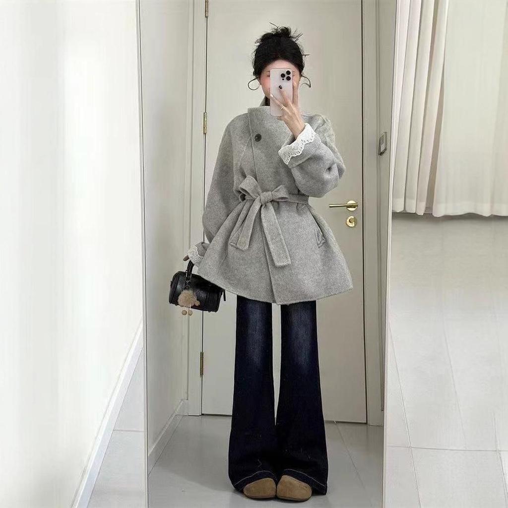Women's Korean Wool Coat, 2025 Winter Hepburn Style, Petite & High-End Versatile Jacket
