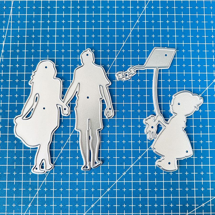 2pcs Family Members Metal Cutting Dies Stencil for DIY Scrapbooking Photo Album Embossing Paper Cards Crafts Diecuts