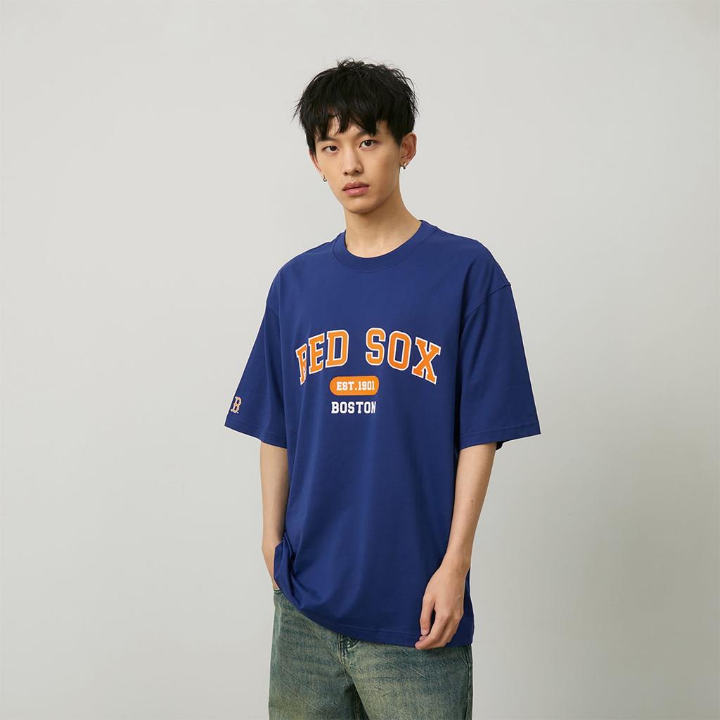 MLB College Style Series T Shirts Unisex Blue Crew Neck Moderate Straight Fit 3ATSV0243-43RBS