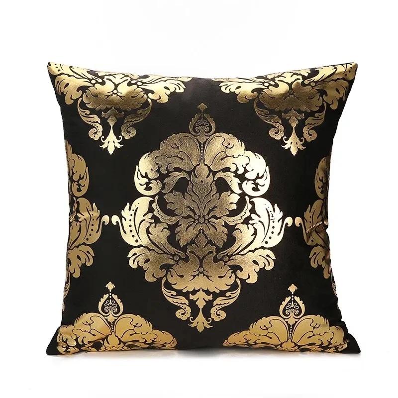 Modern Geometric Gold Bronzing Plants Leaves Cushion Cover Super Quality Polyester Pillow Cover Decorative Pillow for Sofa Chair