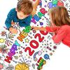 Festival Themed Waterproof Doodles Paper Mats for Children 76x183cm Large Size for Parties and Home Doodling Easy to Carry