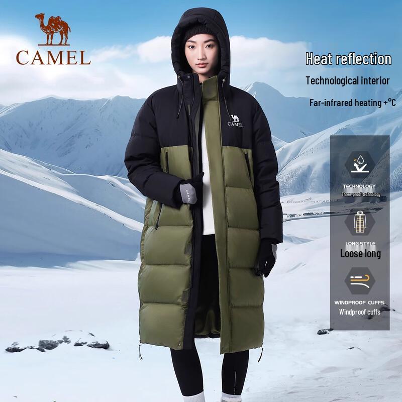 CAMEL Unisex Mid-length Puffer Down Jacket A34CR07701