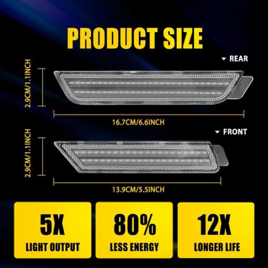 4PCS Front Rear Side Marker Light Amber Red LED Lamps For 2010-2015 Chevy Camaro