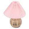 Plted Table Lamp Soft Yellow Light Linen Lampshade Rattan Base Bedside Lamp for Bedroom