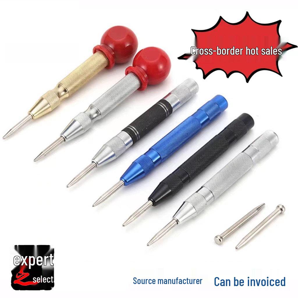 Automatic Spring-Loaded Center Punch and Glass Breaker Tool With Punch (Small)