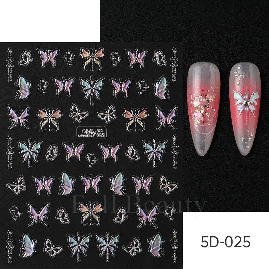 Nail Art Stickers Spring Fairy Spirit Aurora Shell Light Butterfly Star Micro-carving Adhesive Nail Stickers