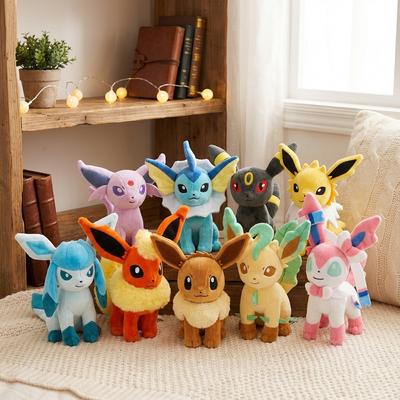 Pokemon Plush Toy Eevee Family Evolution Flareon Vaporeon Jolteon Espeon Umbreon Glaceon Leafeon Sylveon Collections Kids Gifts
