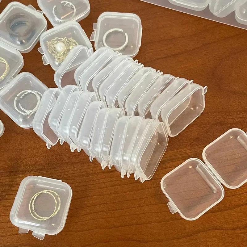 1~10PCS Small Boxes Clear Plastic Jewelry Storage Case Container Packaging Box Earrings Rings Beads Earplug Protection Box
