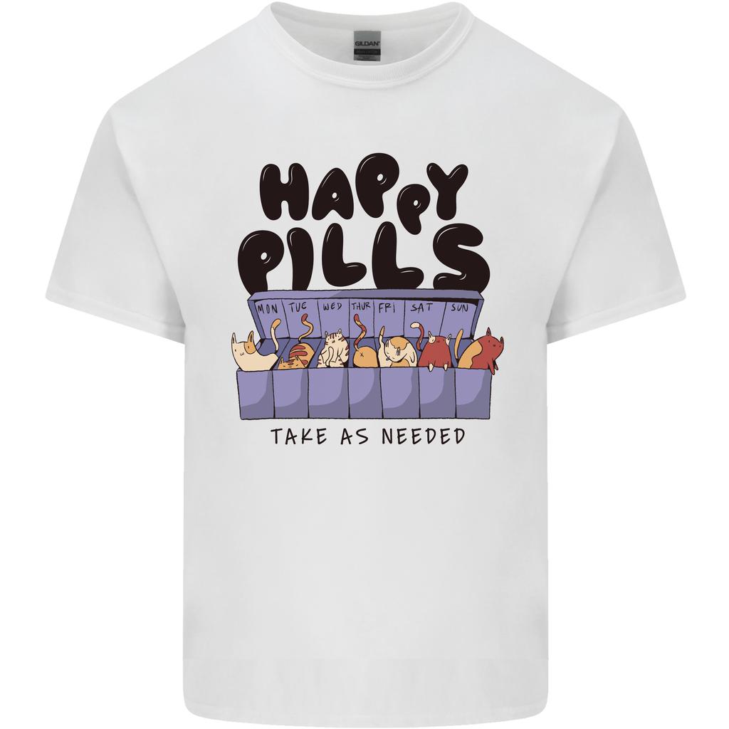 Cats Happy Pills Funny Feline Unisexs Light Cotton TShirt