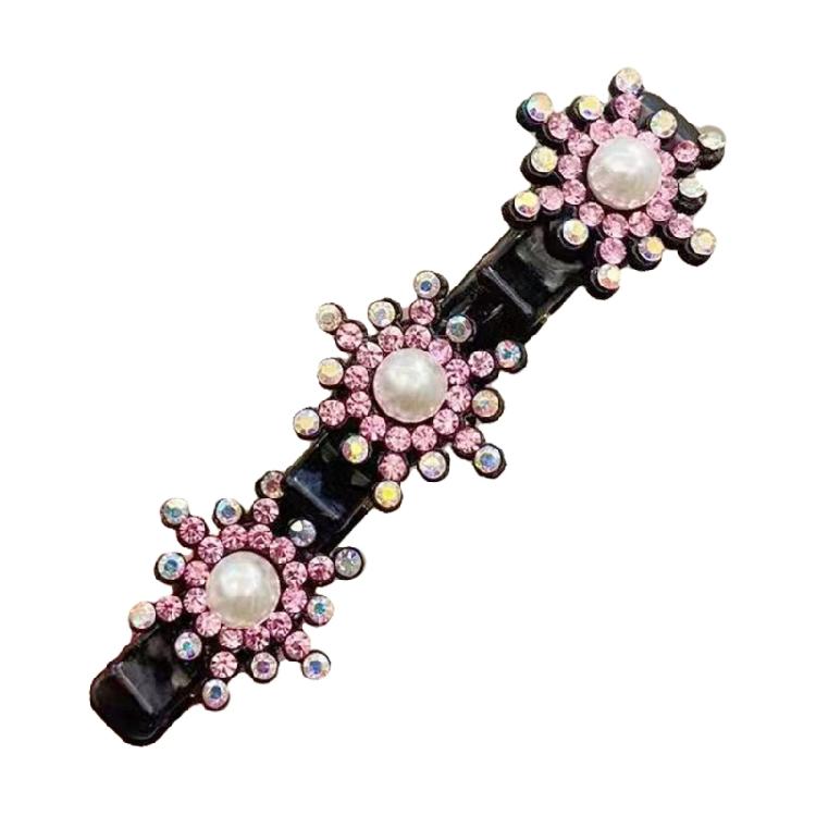 5x Sparkling Crystal Stone Braided Hair Clips Tooth-Shaped Non-Slip Bang Hairpin