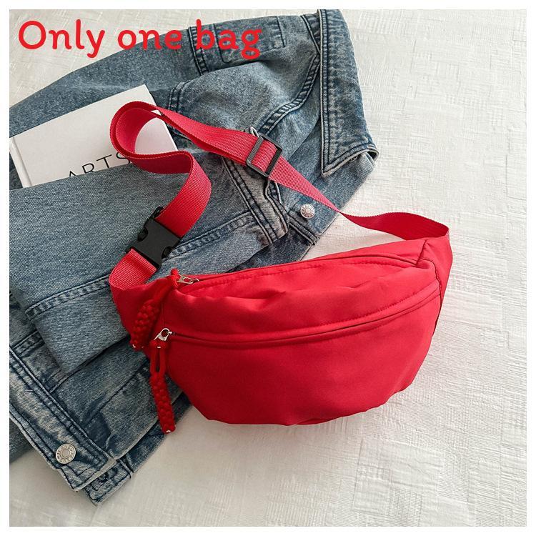 Streetwear Oxford Cloth Candy Color Waist Bag With Zipper Pockets For Daily Use