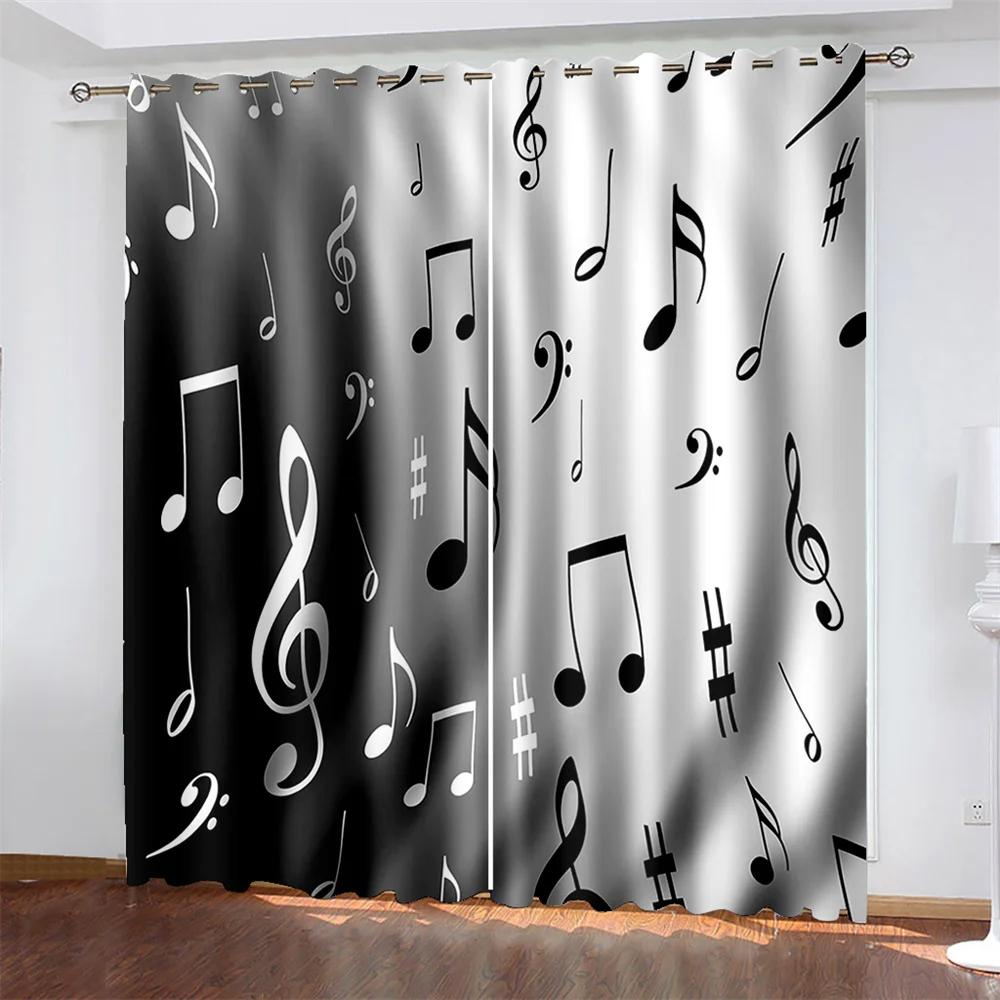 Music Notes Piano Blackout Window Curtain for Bedroom Living Room Bathroom Kicthen Door Hall Home Hook High Shading New Pattern