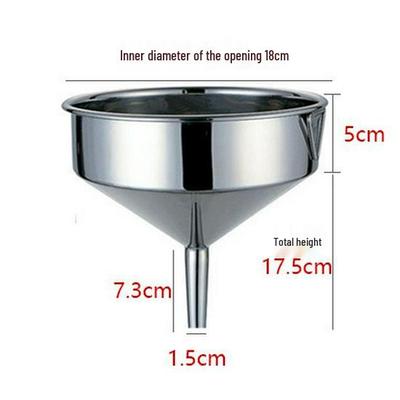 Large Stainless Steel Conical Oil Funnel with Fine Spout and Strainer
