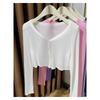 Ice Silk Shawl Blouse Sun Protection Clothing for Women New Spring Autumn Short Knitted Thin Cardigan Jacket Top