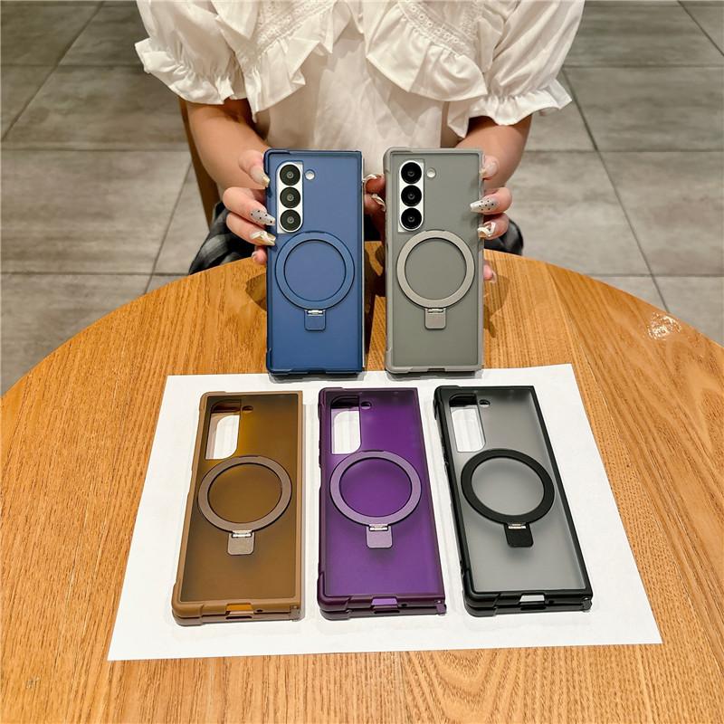 Funda de Teléfono con Soporte Metálico Giratorio Magnético Para Samsung Galaxy Z Fold 6 Fold5 Fold 4 Soporte Carga Inalámbrica Funda Resistente a Golpes