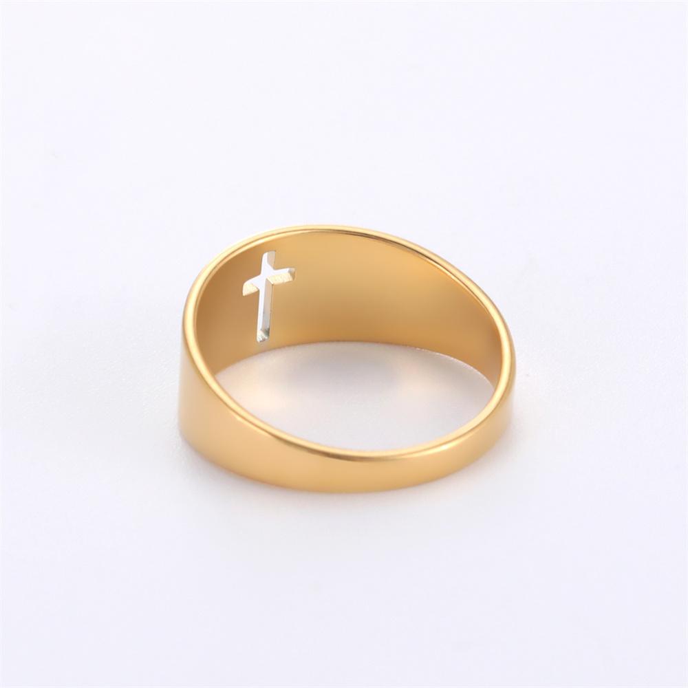 EUEAVAN 2026 Trend Hollow Cross Ring for Woman Stainless Steel Christian Jesus Rings Fashion Engagement Religious Jewelry Gifts
