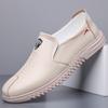 Leather little white shoes board shoes men's loafers summer soft leather middle-aged dad shoes one pedal casual leather shoes men's shoes