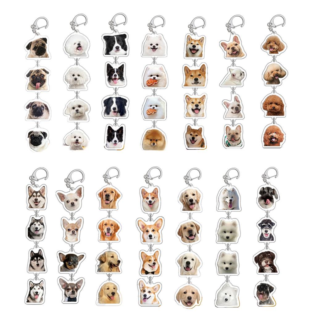 Portable Acrylic Keychain Cartoon Animal Pendant Keyring Fashionable Couples Key Rings Bag Ornament for Pet Owners