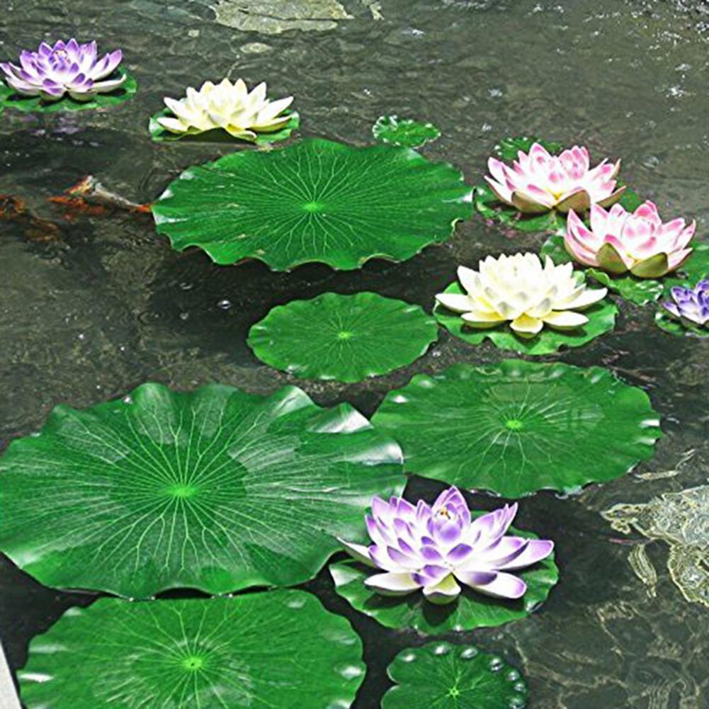 Fake Lily Pads for Ponds Pond Decor Lily Pads Realistic Artificial Lotus Lily Pads for Garden Pond Decor Faux Blooms for Patio