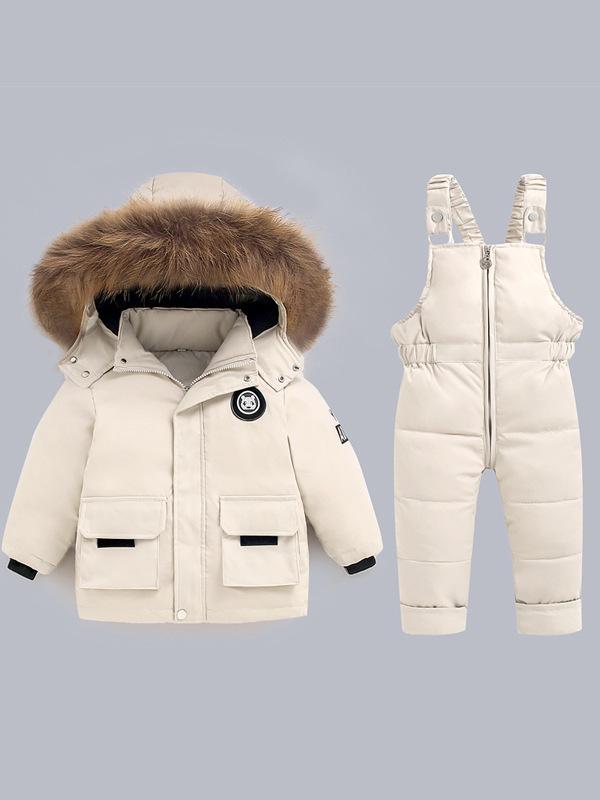 Velvet Winter Set: Thickened Down Overalls for Infants & Toddlers, 1-5 Years - 2-Piece Outfit