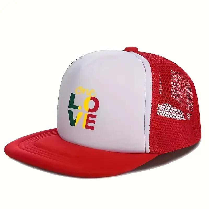 Unisex hip-hop baseball cap | adjustable mesh flat top cap | letter printed street style | breathable patchwork casual cap