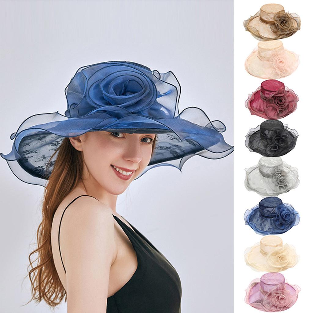 Women's Organza Church  Hat Feather Fascinator Bridal Tea Party