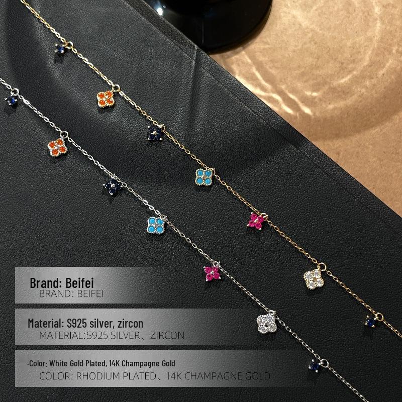 Collana Bohémien Quadrifoglio Zircone in Argento Sterling S925