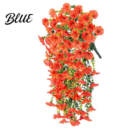 Wedding Artificial Flowers for Outdoor Fake Hanging Morning Glory with Eucalyptus Leaves UV Flower Bouquet Resistant Faux Plants Petunias