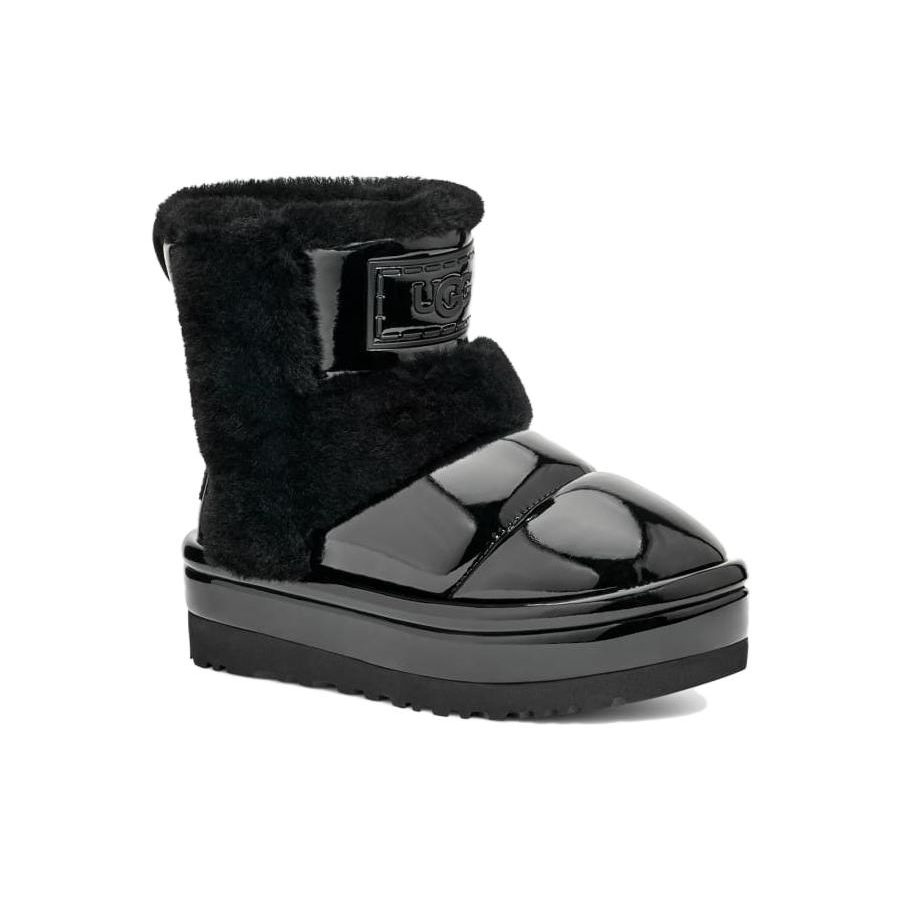 UGG Sheepskin Warm Heightening Non-Slip Round Toe Short Tube Warm Short Snow Boots Women snow boots Black 1151630-BLK