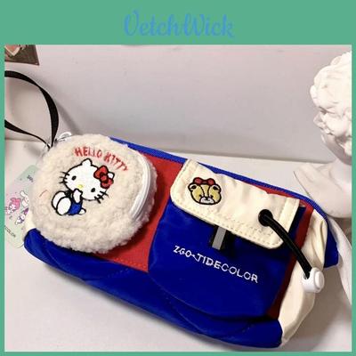 Cartoon Canvas Pencil Case With Large Capacity For Students And Office Use