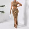 2024 European & American Women's Slim Vest and Hip-Hugging Twisted Long Skirt Suit