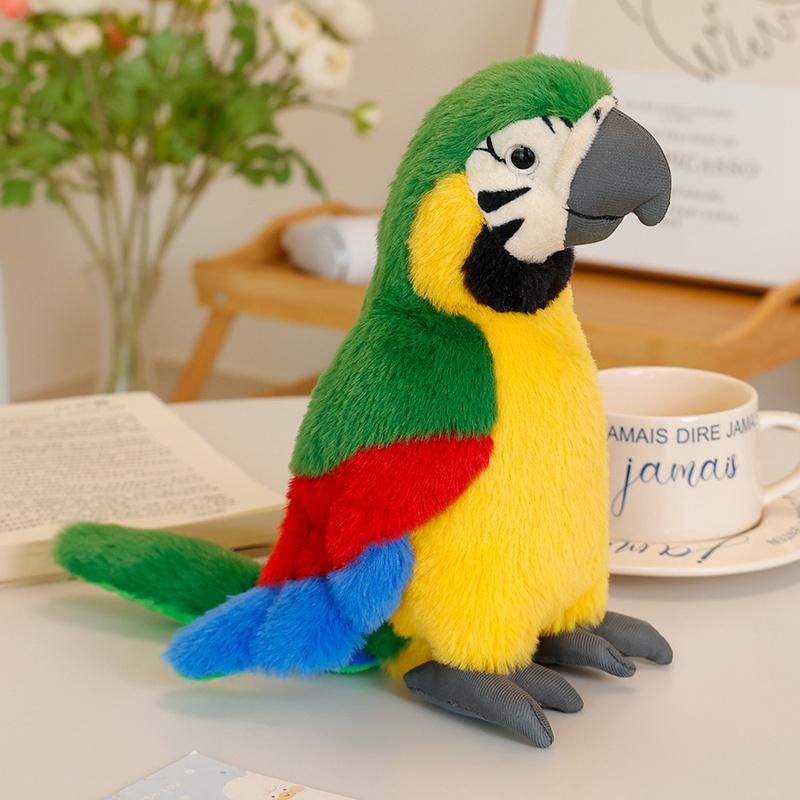 Lifelike Parrot Plush Toy Lovely Cartoon Macaw Doll Stuffed Simulation Bird Animal Plush Doll Birthday Gift for Kids Home Decor