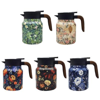 Floral Pattern Teapot Floral Steel Tea Kettle 1000ml Drip-Proof Tea Pot Kitchen Tea Kettle Tea Infuser Kettle Family