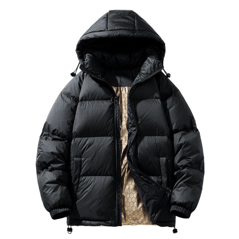 Winter New Men's Korean Version Black Gold Solid Color, White Goose Down Jacket Trendy Couple Coat