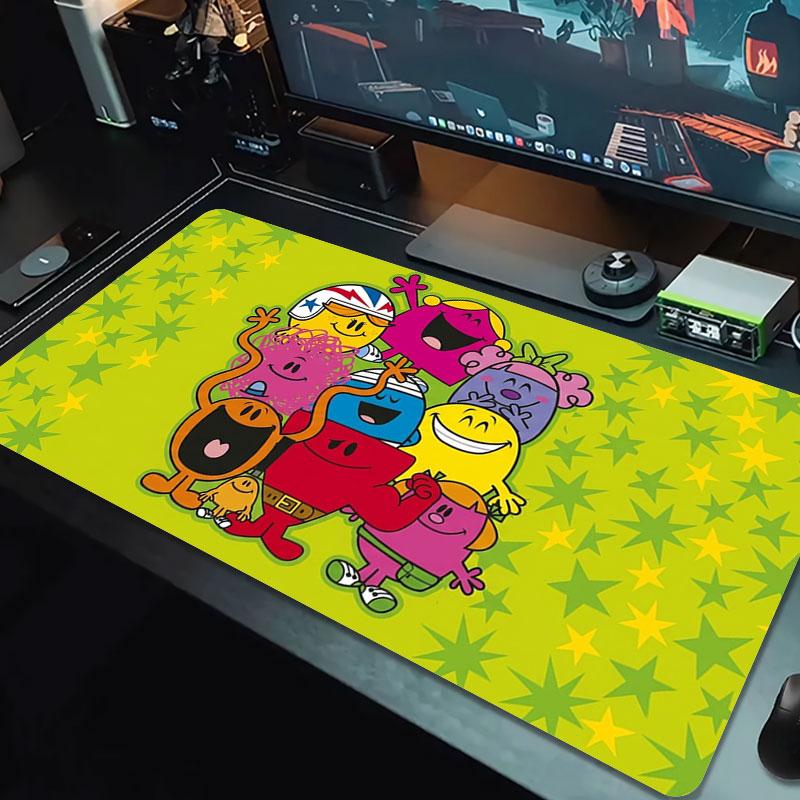 Mr. Men Little Miss Large Size Mouse Pad Large Gaming Table Cushion Non-slip Laptop Tablet Big Mousepad XXL Mat Mini PC Playmat With Lock edge