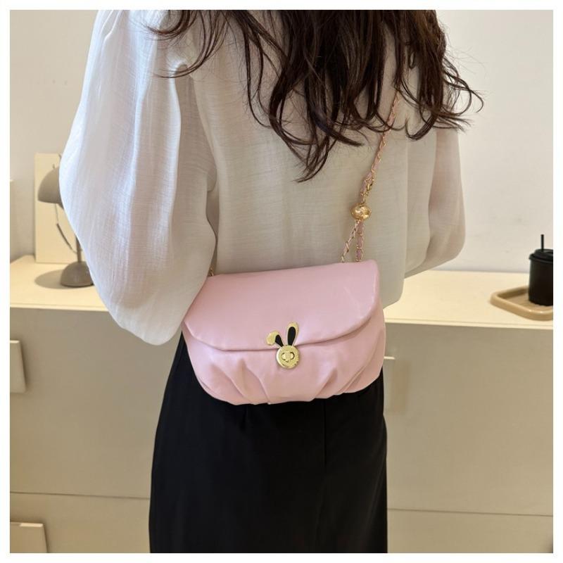 Bags Women's Popular New Bunny Shoulder Bag Stylish Simple Soft Face Folds Popular Underarm Bag